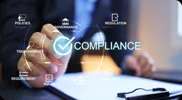 Compliance check mark over public sector data