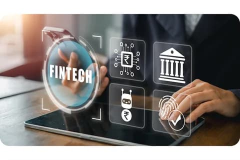 Fintech platform ecosystem and digital icons